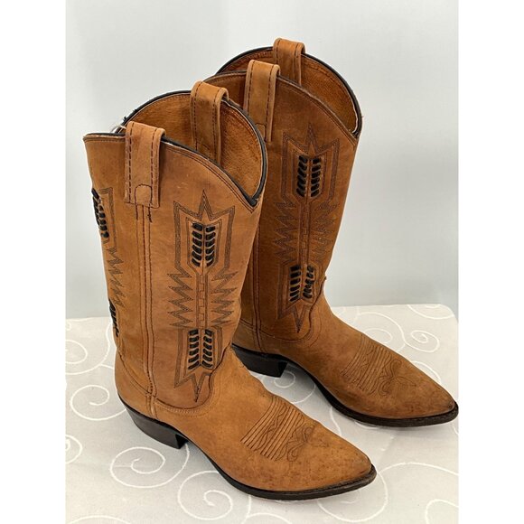 Dan Post Womens Western Cowboy Boots Size 6.5M Tan #14096 Leather Pointed Toe